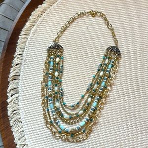 Gold and Teal Necklace